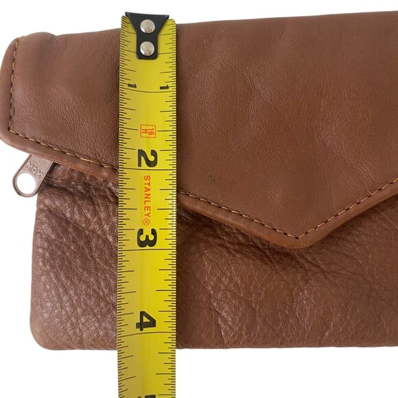 Vintage Tan Leather Small Envelope Wallet Purse Zippered Pockets Travel Mexico - Picture 7 of 7
